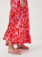 FatFace Red Avery Ikat Leaves Midi Dress - Image 4 of 7