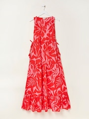 FatFace Red Avery Ikat Leaves Midi Dress - Image 5 of 7