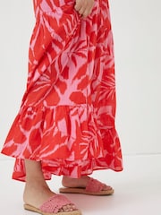 FatFace Red Avery Ikat Leaves Midi Dress - Image 6 of 7