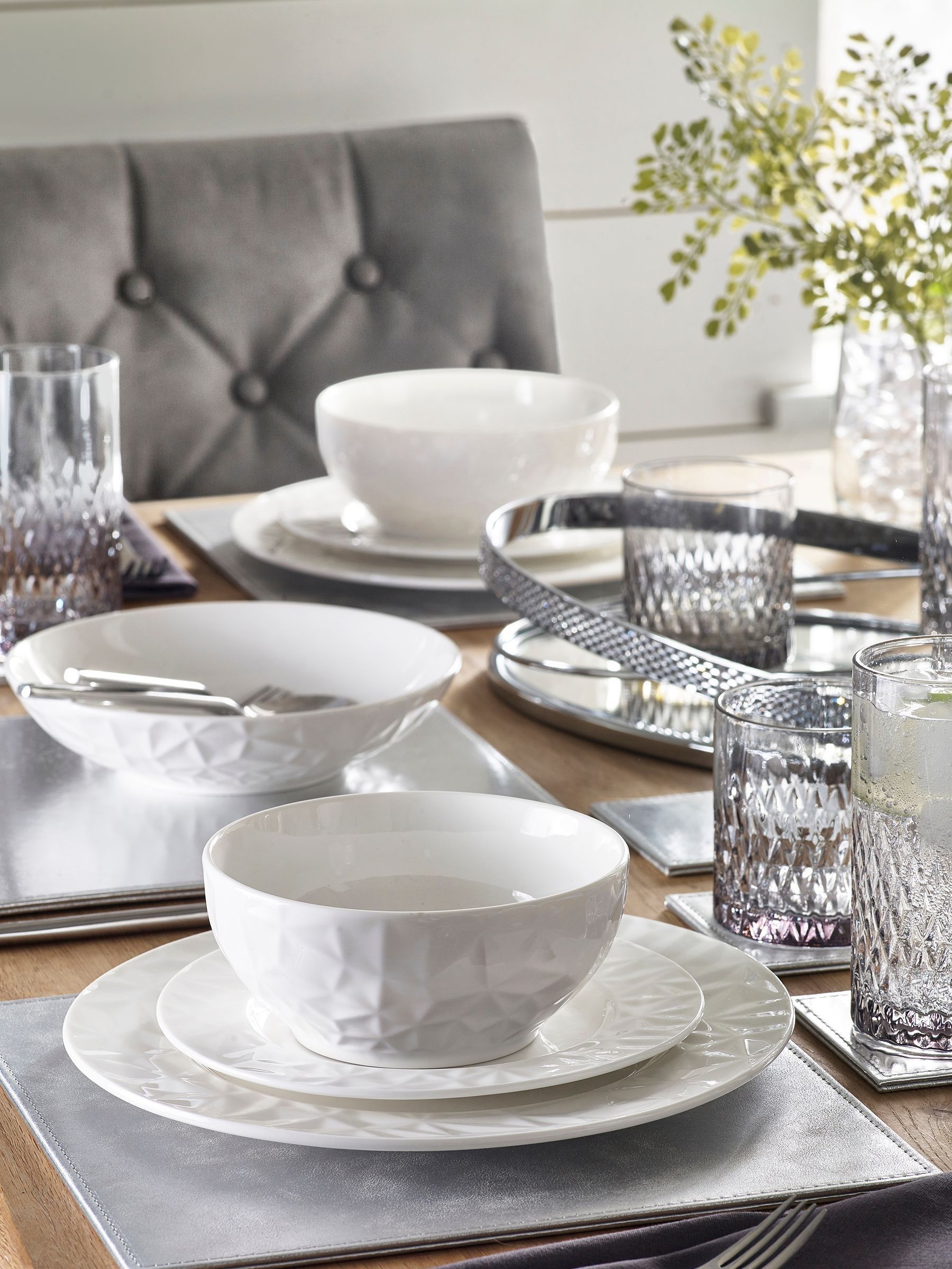 Buy White Mode Embossed Dinner Set from the Next UK online shop