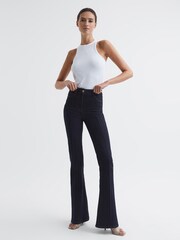 Reiss Indigo Bonnie Regular High Rise Flared Jeans - Image 1 of 8