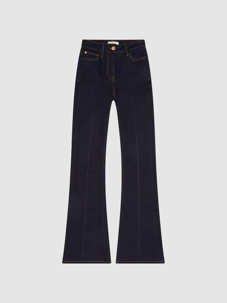 Reiss Indigo Bonnie Regular High Rise Flared Jeans - Image 2 of 8