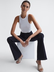Reiss Indigo Bonnie Regular High Rise Flared Jeans - Image 3 of 8