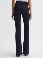 Reiss Indigo Bonnie Regular High Rise Flared Jeans - Image 5 of 8