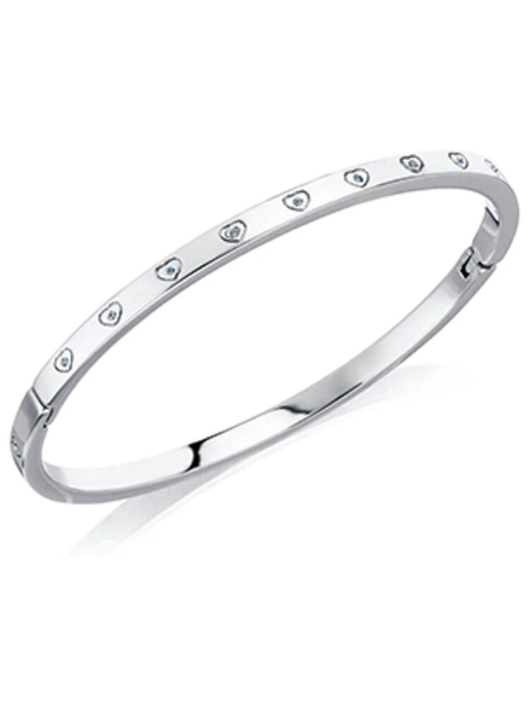 Abbott Lyon Silver Tone Aqua Crystal Heart Bangle - Image 2 of 2