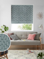 MissPrint Grey 100% Cotton Bloom Made to Measure Roman Blind - Image 1 of 6