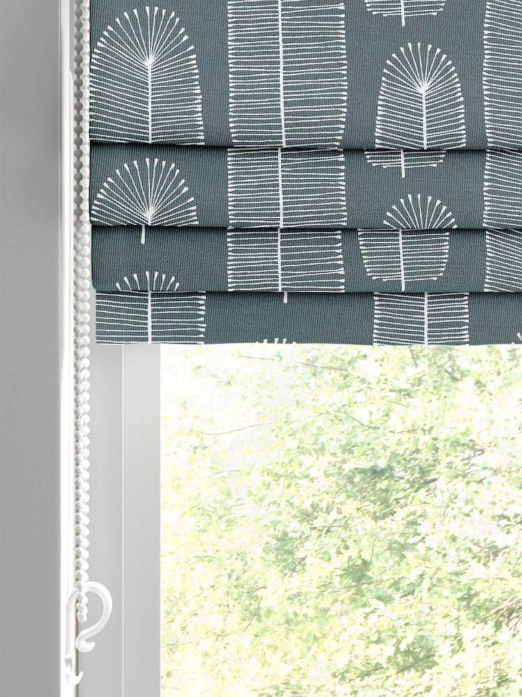 MissPrint Grey 100% Cotton Bloom Made to Measure Roman Blind - Image 2 of 6