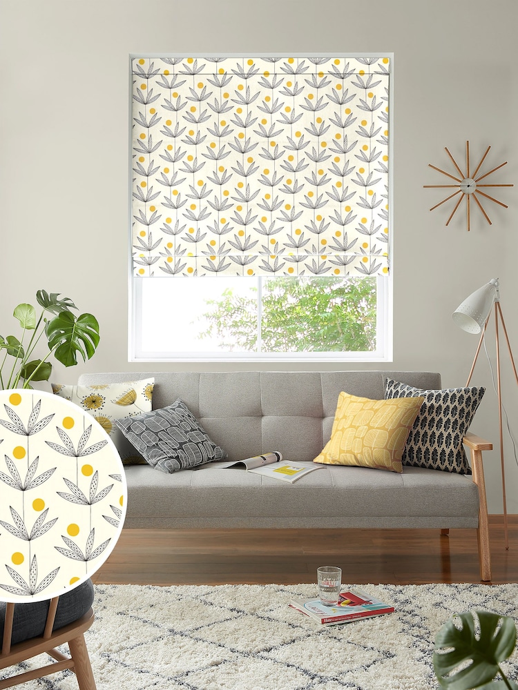 MissPrint Cream 100% Cotton Palm Tree Made to Measure Roman Blind - Image 1 of 6