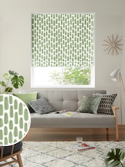 MissPrint Green 100% Cotton Bloom Blossom Made to Measure Roman Blind - Image 1 of 6
