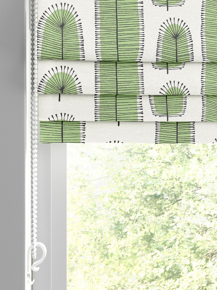 MissPrint Green 100% Cotton Bloom Blossom Made to Measure Roman Blind - Image 2 of 6