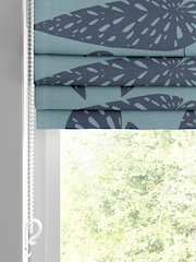 MissPrint Blue Leaf Tropics Made to Measure 100% Cotton Roman Blind - Image 2 of 6