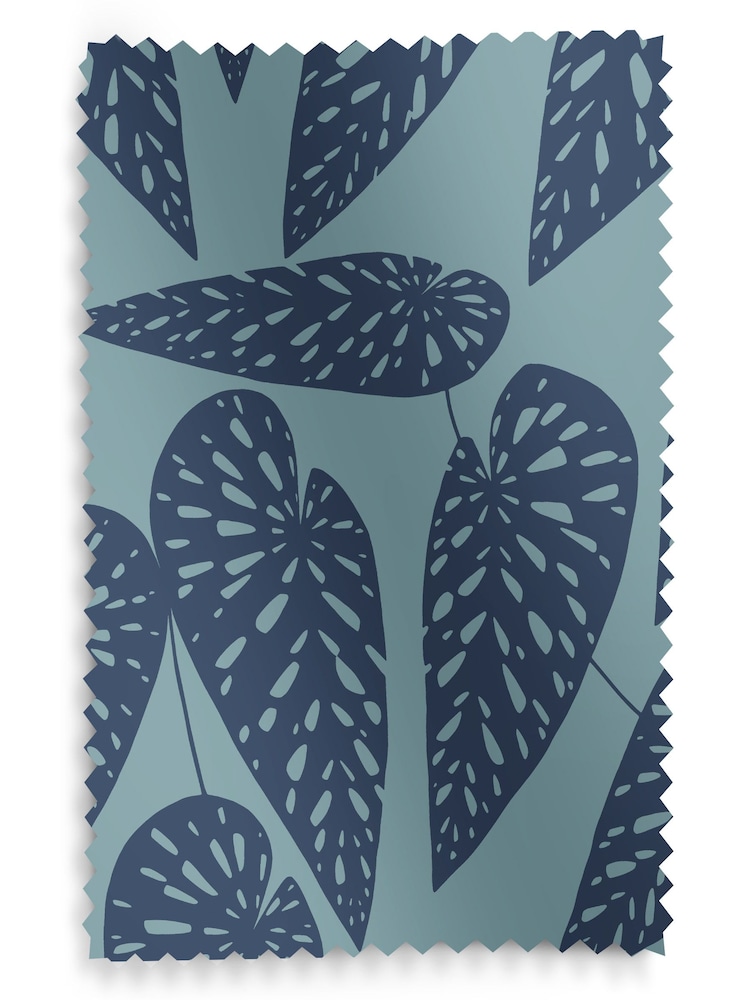 MissPrint Blue Leaf Tropics Made to Measure 100% Cotton Roman Blind - Image 6 of 6
