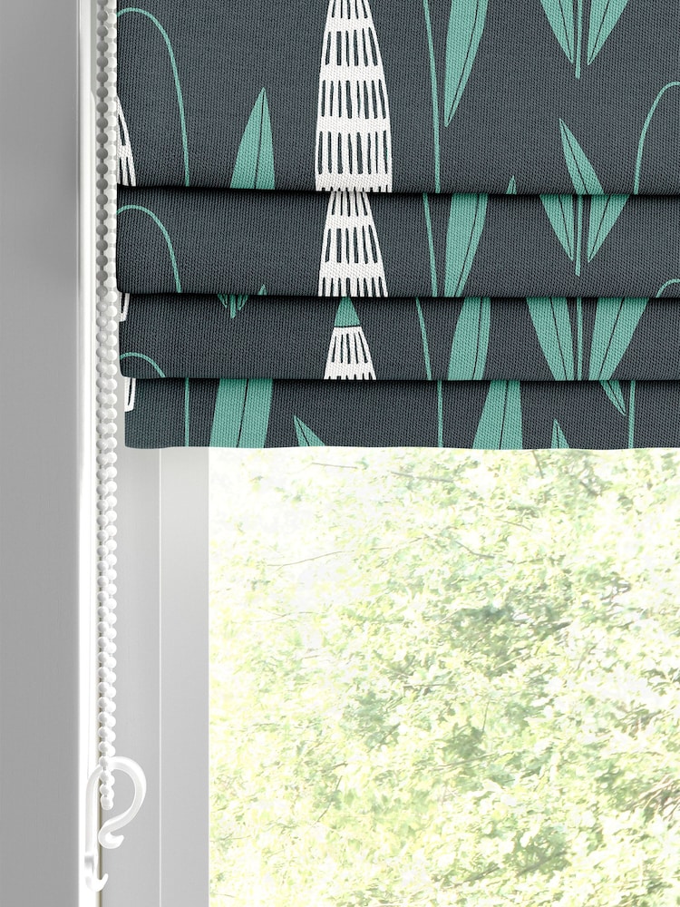MissPrint Blue 100% Cotton Snow Drops Made to Measure Roman Blind - Image 2 of 6