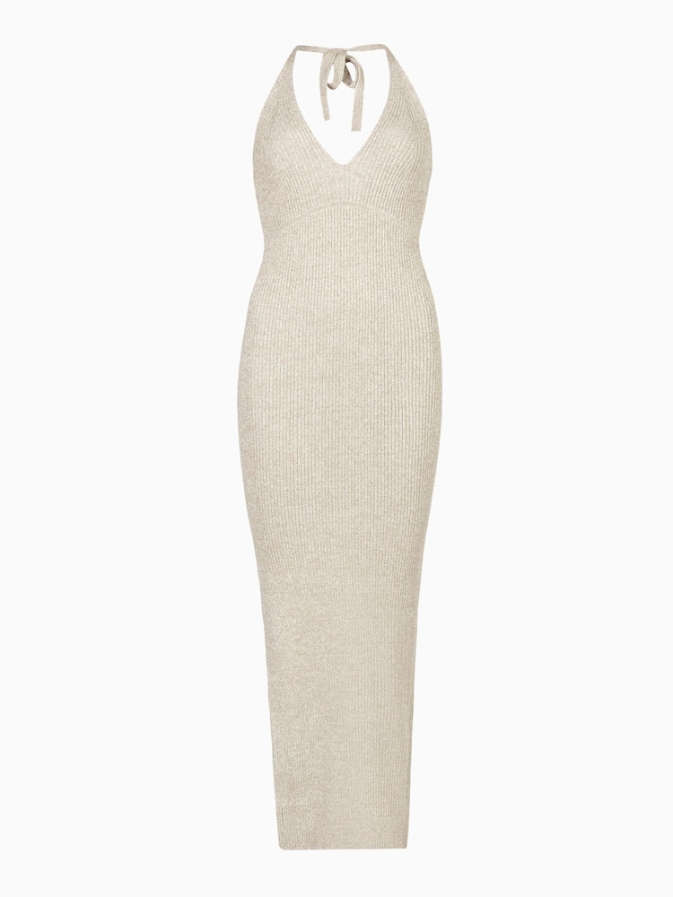 AllSaints Silver Lexi Halter Dress - Image 6 of 6