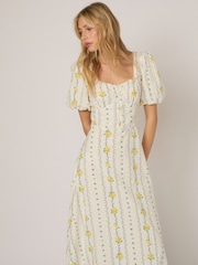 Nobodys Child White SS Melody Midi Dress - Image 4 of 6