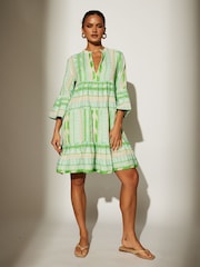 South Beach Green Jaquard Long Sleeve Mini Dress - Image 5 of 6