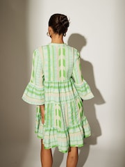 South Beach Green Jaquard Long Sleeve Mini Dress - Image 6 of 6