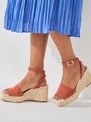 Orange - Forever Comfort® Schuhe mit hohem Keilabsatz aus Leder und Bast - Bild 5 von 6