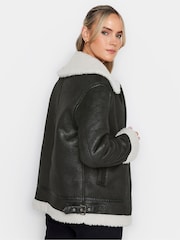 Long Tall Sally Black Zip Up Borg Jacket - Image 3 of 4