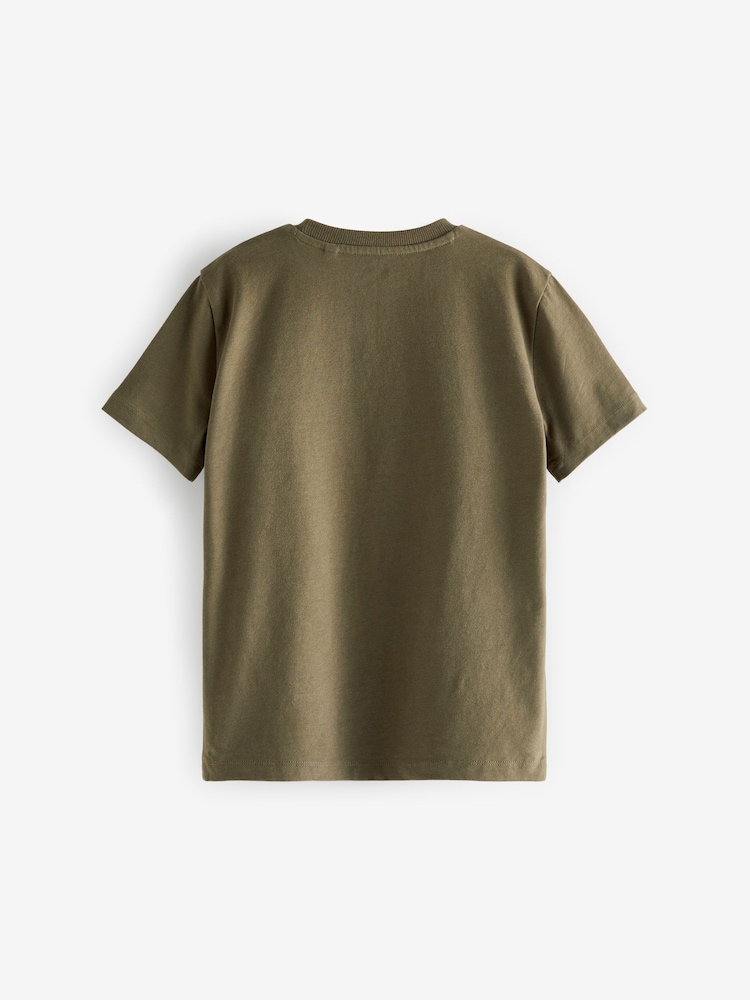 Cinza/Preto/Verde Cáqui/Marrom castanho - Pacote 4 de camisetas bordadas de veado de manga curta (3a16anos) - Imagem 2 de 2