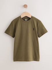 Grey/Black/Khaki Green/Tan Brown Short Sleeve Stag Embroidered T-Shirts 4 Pack (3-16yrs) - Image 4 of 9