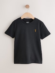 Grey/Black/Khaki Green/Tan Brown Short Sleeve Stag Embroidered T-Shirts 4 Pack (3-16yrs) - Image 5 of 9