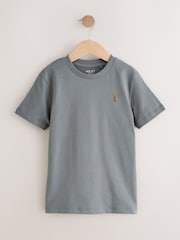 Grey/Black/Khaki Green/Tan Brown Short Sleeve Stag Embroidered T-Shirts 4 Pack (3-16yrs) - Image 6 of 9