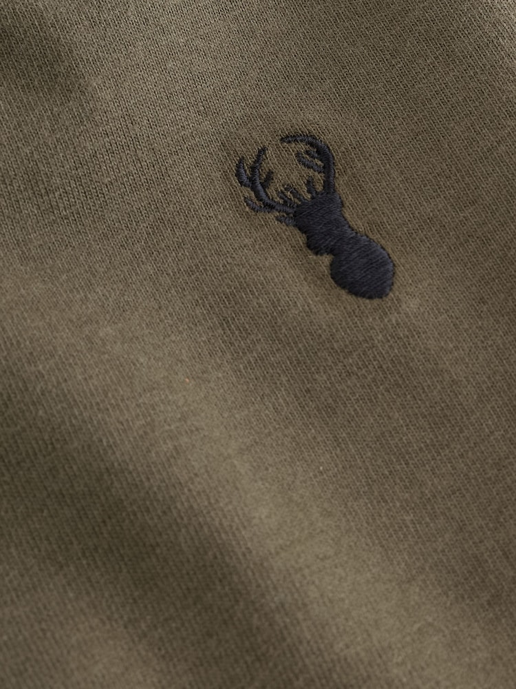 Grey/Black/Khaki Green/Tan Brown Short Sleeve Stag Embroidered T-Shirts 4 Pack (3-16yrs) - Image 9 of 9 Grey/Black/Khaki Green/Tan Brown Short Sleeve Stag Embroidered T-Shirts 4 Pack (3-16yrs) - Image 9 of 9