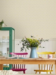 Joules Antique Gold Beckett Star Wallpaper Sample Swatch - Image 1 of 3