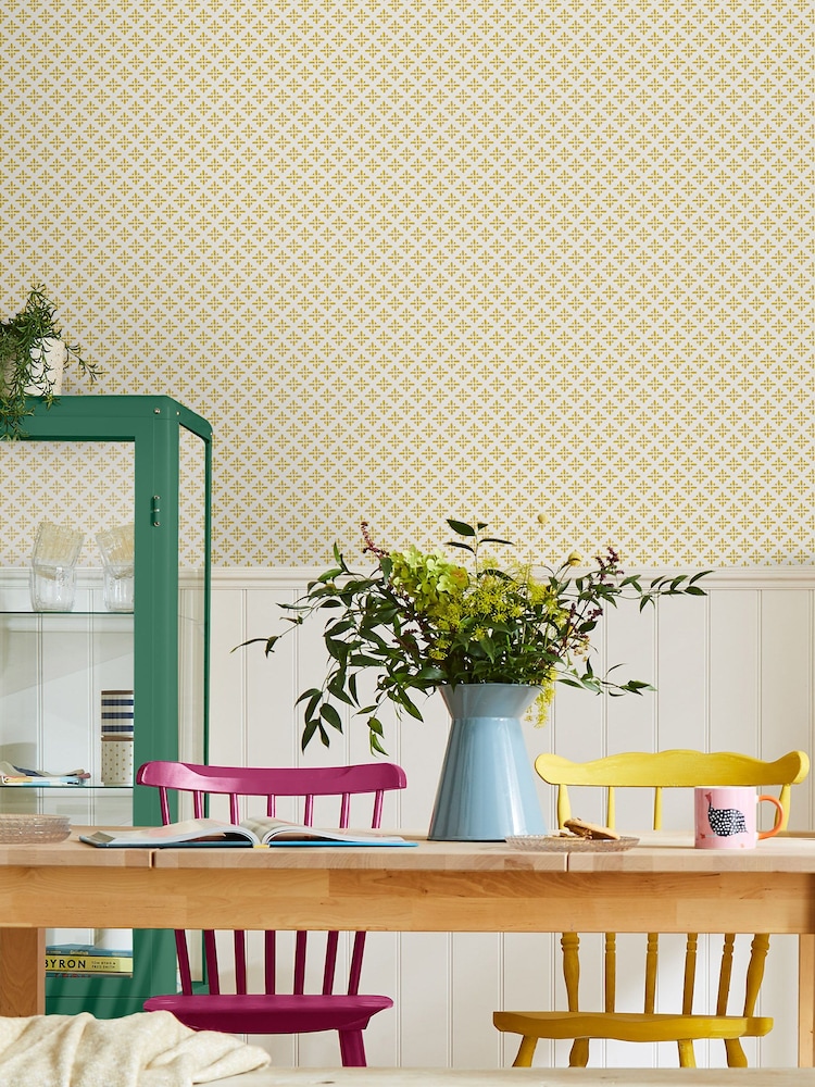 Joules Antique Gold Beckett Star Wallpaper Sample Swatch - Image 1 of 3 Joules Antique Gold Beckett Star Wallpaper Sample Swatch - Image 1 of 3
