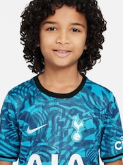 Nike Turquoise Blue Blank Tottenham Hotspur FC 22/23 Third Football Shirt Kids - Image 4 of 9