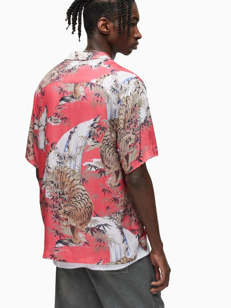 AllSaints Pink Sumerian Short Sleeve Shirt - Image 2 of 6 AllSaints Pink Sumerian Short Sleeve Shirt - Image 2 of 6
