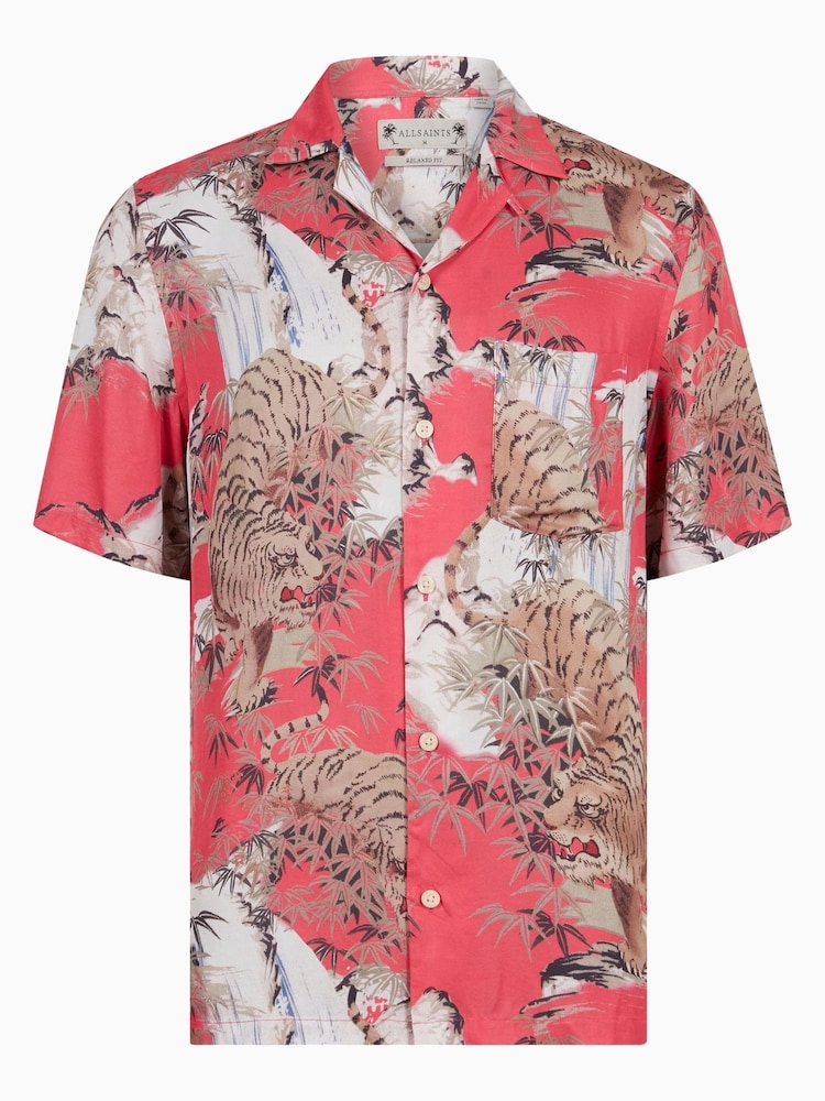 AllSaints Pink Sumerian Short Sleeve Shirt - Image 6 of 6 AllSaints Pink Sumerian Short Sleeve Shirt - Image 6 of 6
