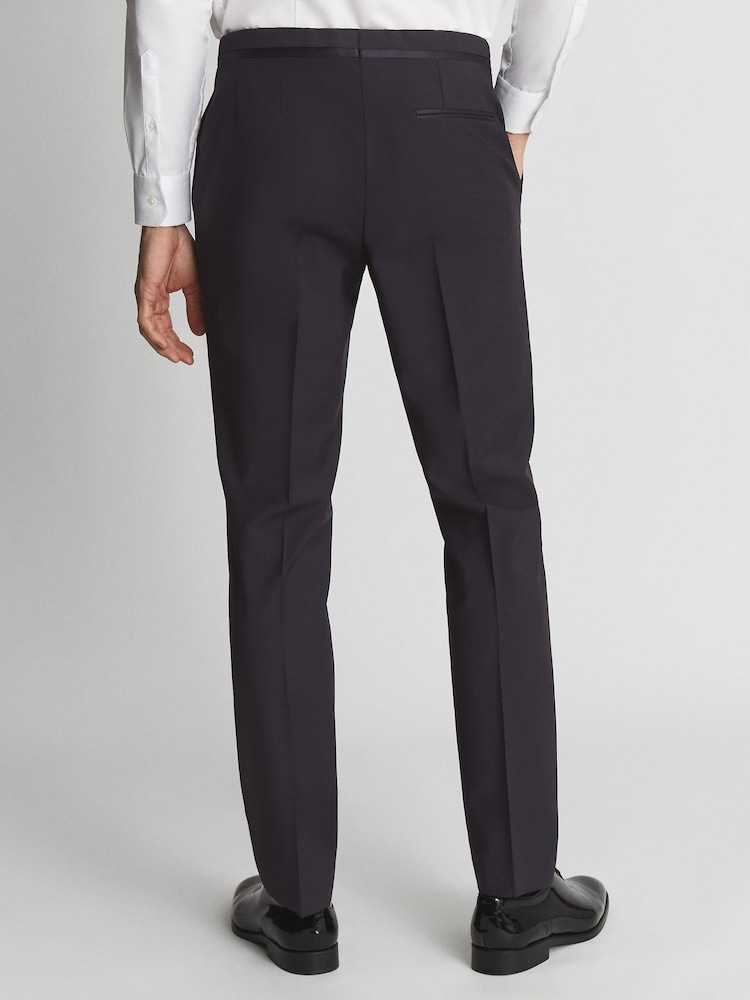 Reiss Navy Poker Modern Fit Tuxedo Trousers - Image 5 of 5