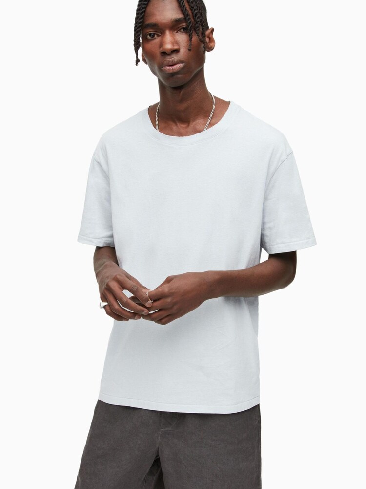 AllSaints Blue Harvey Short Sleeve 100% Cotton Crew T-Shirt - Image 1 of 6
