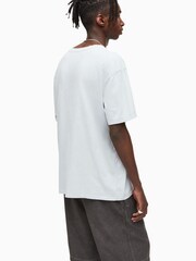 AllSaints Blue Harvey Short Sleeve 100% Cotton Crew T-Shirt - Image 2 of 6