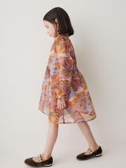 Amber Orange Long Sleeve Organza Mesh Dress (3-16yrs) - Image 4 of 7