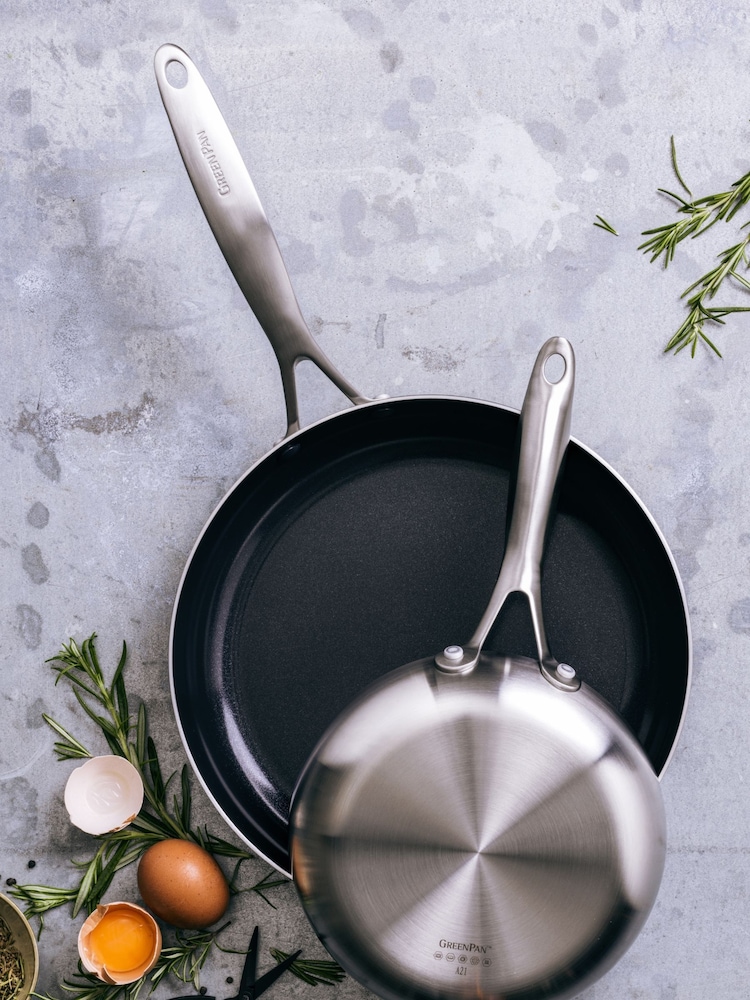 GreenPan Silver Geneva 20+28cm Frying Pan Set - Image 1 of 3