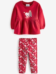 Red Peppa Pig Christmas Top And Leggings Set (3mths-7yrs) - Image 4 of 6