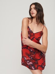 Superdry Red Printed Mini Slip Cami Dress - Image 1 of 5
