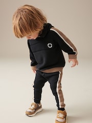 Black/Brown 100% Cotton Knitted Textured Hoodie and Joggers Set (3mths-7yrs) - Image 1 of 7