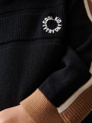 Black/Brown 100% Cotton Knitted Textured Hoodie and Joggers Set (3mths-7yrs) - Image 4 of 7