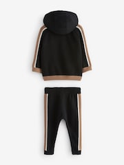 Black/Brown 100% Cotton Knitted Textured Hoodie and Joggers Set (3mths-7yrs) - Image 6 of 7
