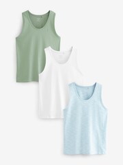 Green/White/Blue 3 Pack Stag Vest - Image 1 of 12
