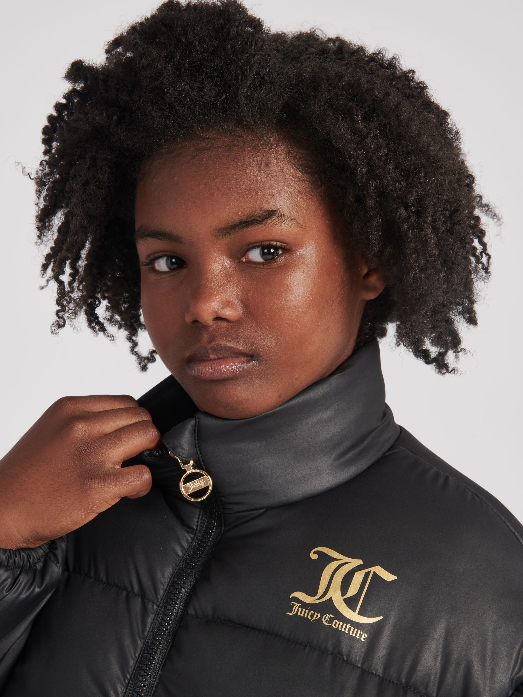 Juicy Couture Black Funnel Neck Puffer Jacket