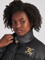 Juicy Couture Black Funnel Neck Puffer Jacket - Image 4 of 7