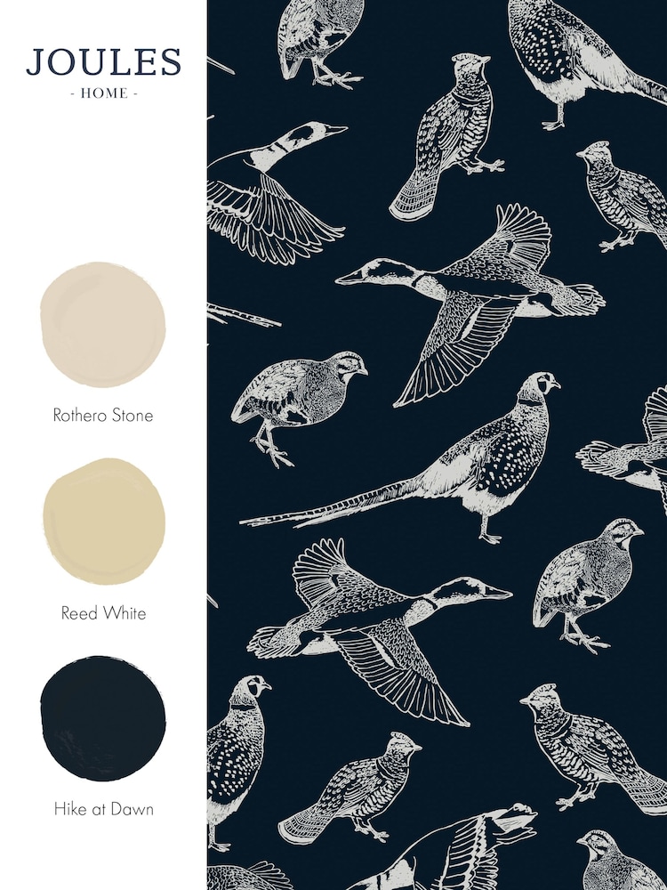 Joules French Navy Hunting Birds Wallpaper Sample Swatch - Image 3 of 3