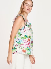 Thought White Rosalie Organic Floral Frill Sleeve Top - Image 1 of 4