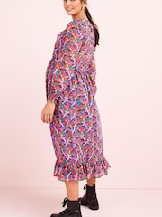 Geblümt, mehrfarbig bedruckt - Midikleid mit Wickeldesign vorne (Umstandsmode) - Bild 2 von 6