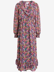 Geblümt, mehrfarbig bedruckt - Midikleid mit Wickeldesign vorne (Umstandsmode) - Bild 6 von 6